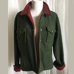 Tasha Polizza Olive Green Red Sweater Jacket Large